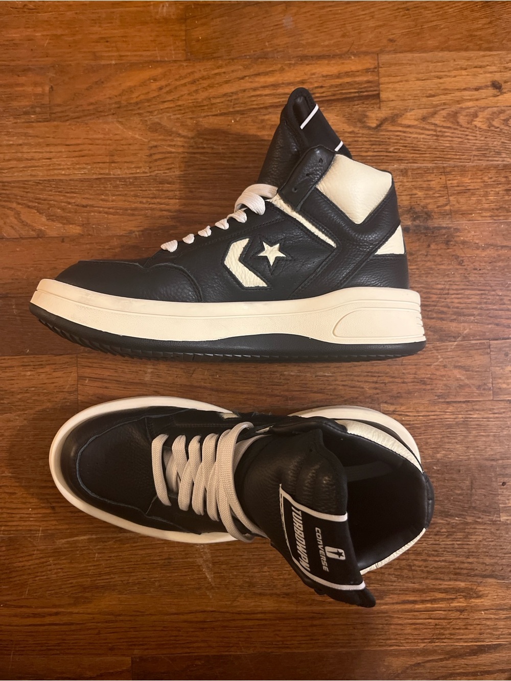 Converse x Rick Owens Darkshadow TURBOWPN Black and White High-Top Sneakers NEW